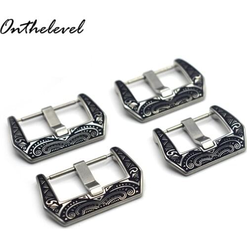 Onthelevel High Quality 316L Stainless Steel Watch Strap Clasp Black Carved 18mm 22mm 24mm Watch Band Buckle For Panerai #C