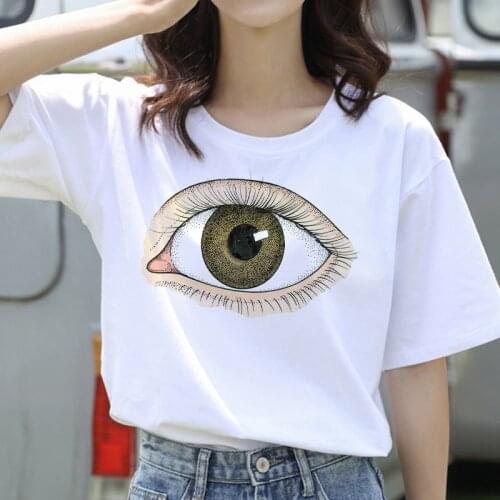 2021 Summer New Style Fashion eyelash Graphic T Shirt Women Eye shadow Grunge T-shirt Ullzang Top Tee Female ropa mujer