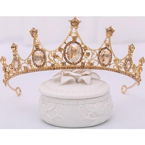 Gold Champagne Crown Headband Bridal Tiaras Baroque Crystal Wedding Hair Accessories Headdress Wedding Tiara And Crown For Women