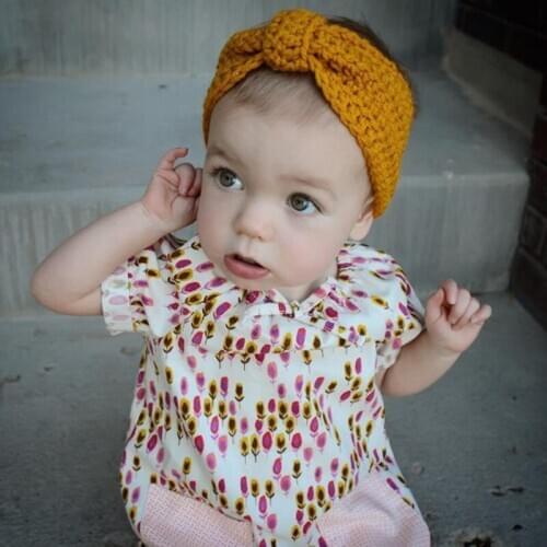 1pcs Solid Cotton Bow Hat Infant Baby Kids Headbands Soft Knitted Cat Turban Children Hair Accessories