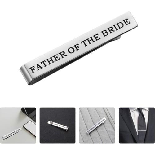 1Pc Bride Father Tie Clip Wedding Tie Clip Metal Necktie Clasp Father Tie Bar