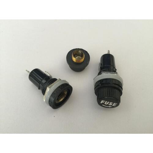 10pcs/lot 5*20mm glass fuse holders 5x20 black insurance tube socket fuse holder for 5*20 insurance Panel Mount Fuse Holder
