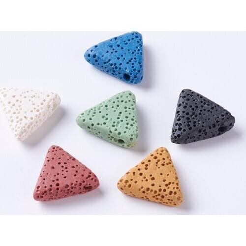 100pcs Dyed Natural Lava Triangle Beads bracelet necklace for jewelry making Decorate 16~17x17~17.5x5.5mm, Hole: 2mm