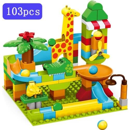 103pcs Marble Race Run Blocks Maze Ball Track Compatible with big size Building Blocks Funnel Slide Assemble Bricks Kids Gift