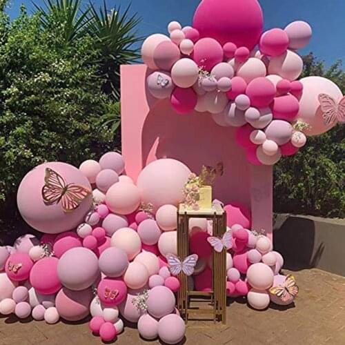 156Pcs Rose Red Balloon Arch Garland Kit Macaron Pink Purple Latex Balloons Gender Reveal Birthday Wedding Princess Party Decor