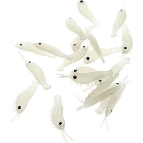 20Pcs Artificial Fishing Lure Bionic Shrimp Soft Bait Fishing Tackle Noctilucent Luminous Lifelike