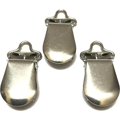 25pcs Small Loop 5mm Silver Color Stainless Steel Pacifier Clips Oval Shape