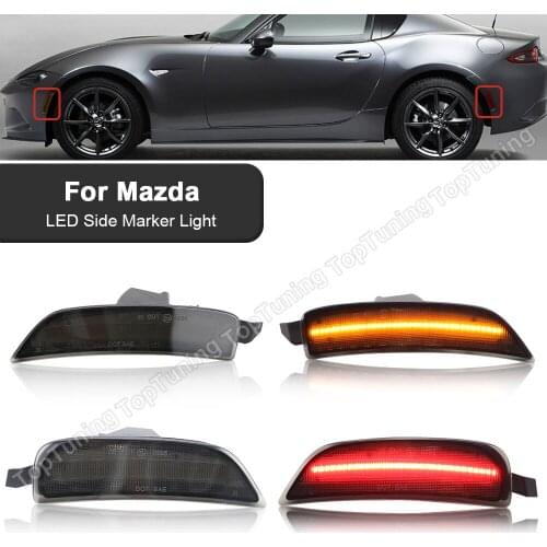 4PCS Front Rear Amber Red LED Side Marker Lamp Smoked/Clear Car Light For Mazda Mx5 MX-5 Miata 2016 2017 2018 2019 2020