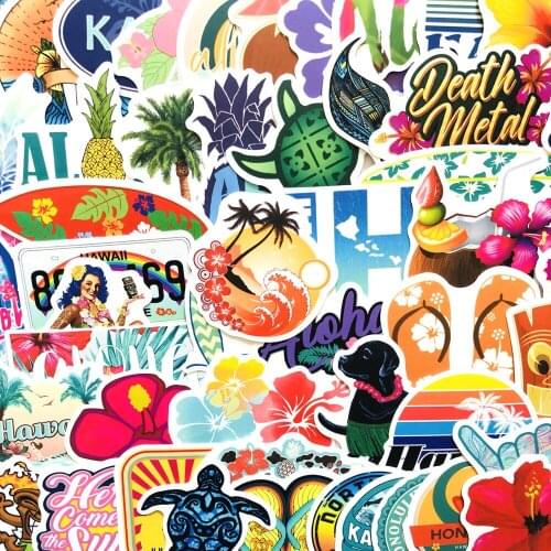 50Pcs Hawaii Travelling Stickers Luggage Skateboard Suitcase Laptop Guitar Waterproof Graffiti Sticker Kids Toy Gift
