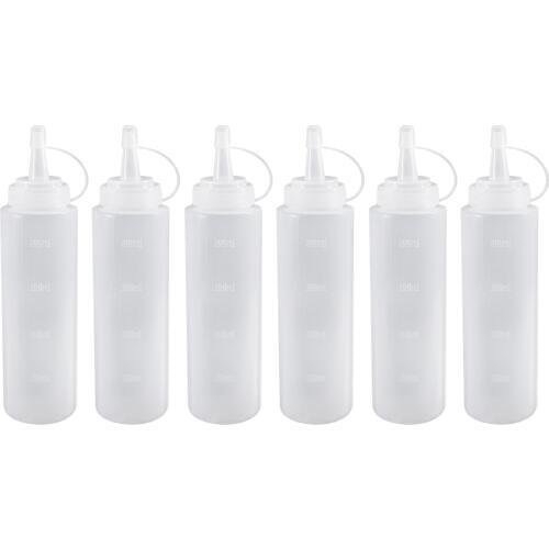 6pcs 8oz/240ml Kitchen Ketchup Dispenser Transparent Plastic Squeeze Mustard Bottle Oil Cruet