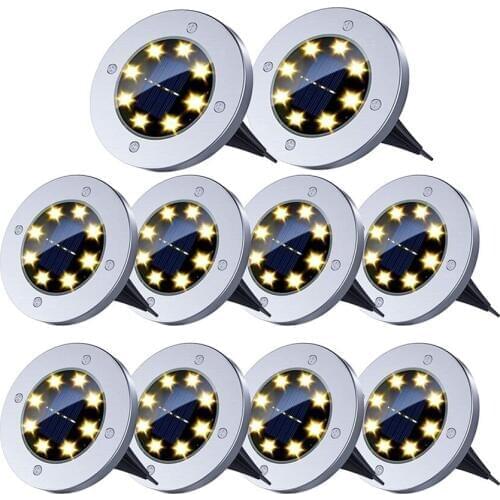BEIAIDI 10PCS 8LED Solar Powered Buried Ground Lamps Outdoor Garden Pathway Solar Deck Landscape Light Solar Lawn Spike Light