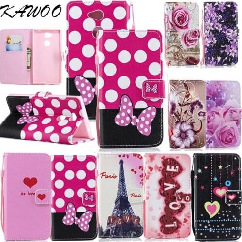 PU Leather Card Slots Wallet Case With Strap Cover For Sony Xperia XZ1 XZ2 Compact XA1 XA2 L1 L2 XZ1 Compact Pattern Phone Coque