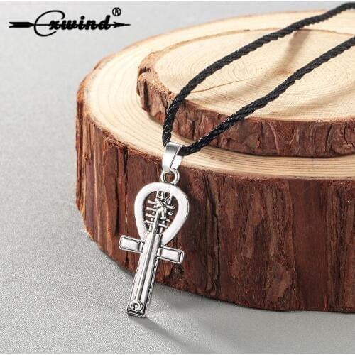 Cxwind Retro Ankh Key Of Life Necklaces Jewelry Cross Religious Pendant Necklace Rope Chain Jewelry Egyptian Mens Choker