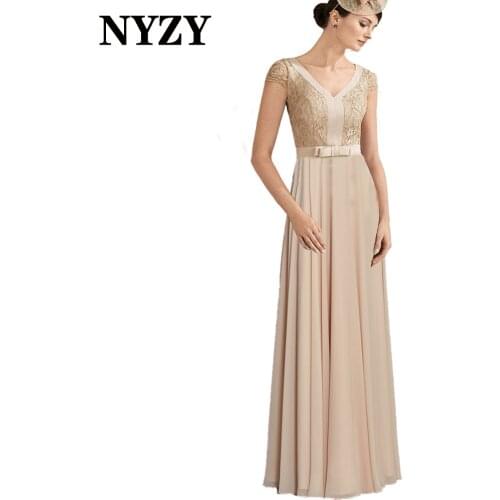 NYZY M395B Elegant Chiffon Champagne Mother of the Bride Dresses Long 2021 Wedding Guest Wear Party Prom Evening Gowns