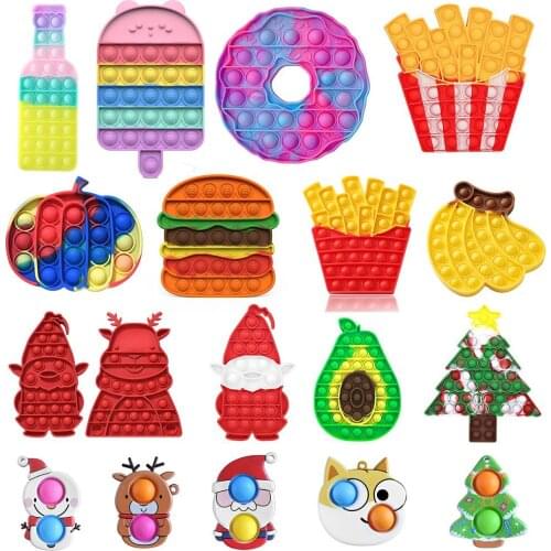 Fidget Reliver Stress Toys Rainbow Push Bubble Antistress Toys Adult Children Simple Dimple Toy To Relieve Autism for Christmas