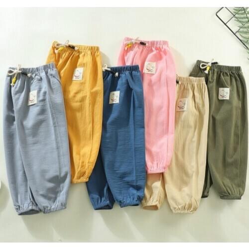 2020 Summer Cotton and Linen Anti-mosquito Pants Boys Pants Girls Baby Casual Bloomers Thin Section Visit Trousers