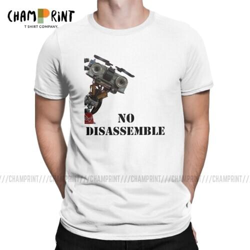 Men T-Shirt Short Circuit No Disassemble Casual Tee Shirt Johnny 5 80s Retro Robot Movies T Shirts O Neck Clothing Printing
