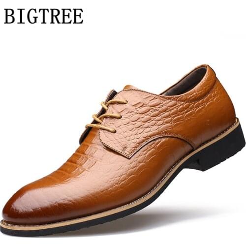 Business Shoes Men Oxford Leather Brown Dress Crocodile Shoes Men Formal Coiffeur Wedding Shoes Men Elegant Erkek Ayakkabi Bona