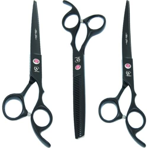 7" Professional Pet Grooming Scissors Steel 440C Animals Hair Cutting Shears Curved Tijeras 6.5" Thinning Clipper for Dog B0032A