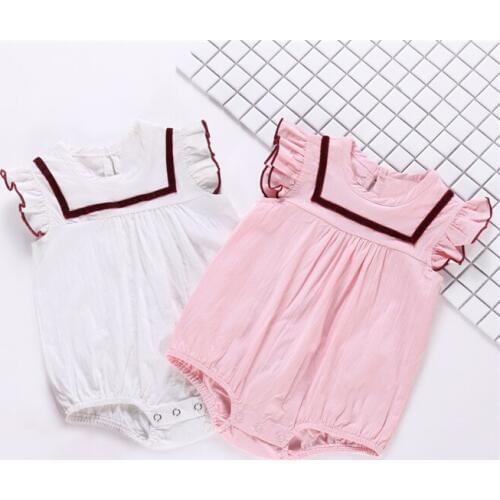 Newborn children clothing baby girls triangle romper sleeveless summer Flying sleeve Jumpsuit Body suit Sunsuit clothes hat