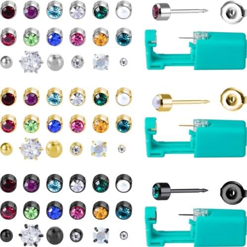 1PC Green No Pain Cartilage Tragus Helix Piercing Gun Women Disposable Sterile Ear Piercing Unit Piercer Tool Machine Kit Stud