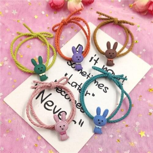 1PCS Lovely Rabbit Cartoon Elastic Hair Bands Toy For Girls Handmade Bow Headband Scrunchy Kids Hair Accessories For Womens