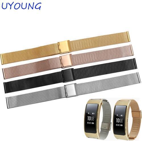 15mm 16mm Milanese mesh belt quality stainless steel watchband black silver for Huawei B2 B3 smart watches accessories
