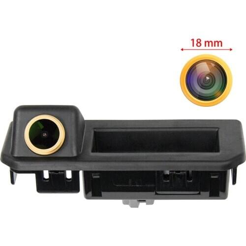 Freezzmi Golden HD Car Rear View Camera Handle for Skoda Rapid KODIAQ KAROQ VW Passat Jetta Polo Sagitar Tharu Bora SEAT Arona