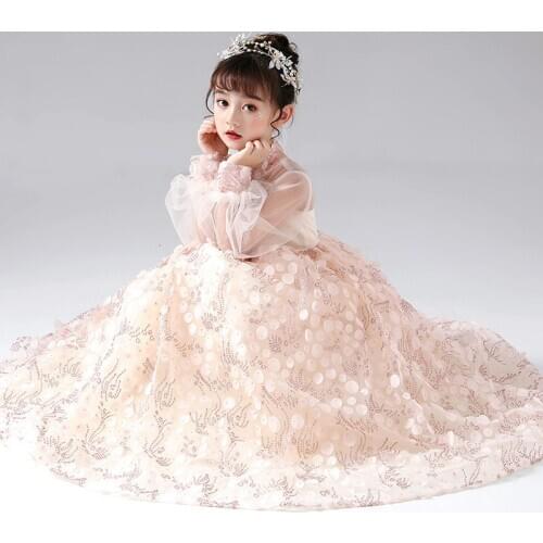 Chiffon Children Baby Chinese New Year Clothes Dress Kids Princess Girl Long Party Dresses China Evening Modern Costume Set