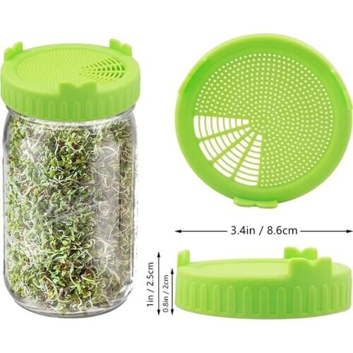 Sprouting Lid Food Grade Mesh Sprout Cover Kit Seed Growing Germination Vegetable Silicone Sealing Ring Lid For Mason Jar