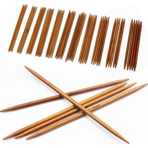 55 Pcs Double Pointed Carbonized Bamboo Knitting NeedlesDIY Knitting Beginner & Professional Sweater Crochet Needles Tool