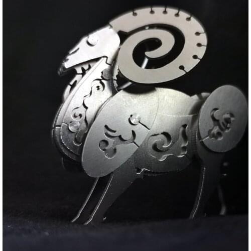 Steel Warcraft Chinese Zodiac sheep 3D Metal Puzzle The Model DIY Cut Assemble Jigsaw Toy Desktop Decoration Gift For Adult kids