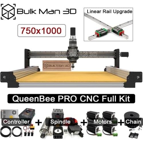 Silver 7510 QueenBee PRO CNC Machine Full Kit Linear Rails Upgraded 4Axis Engraver with Enhanced Tingle Tension System