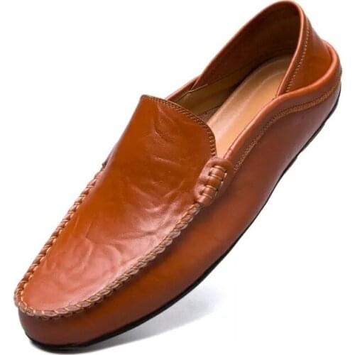 Mens Genuine Leather Men Casual Shoes Italian Men Loafers Moccasins Slip On Flats Breathable Hollow Out Male Driving Shoes