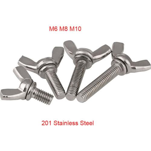 M6 M8 M10 Butterfly Wing Screws Thumb Screws Wing Bolts 201 Stainless Steel Claw Hand Tighten Screws Bolts