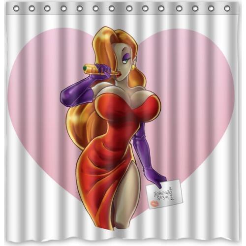 Hot New 180x180cm Jessica Rabbit Waterproof Fabric Bathroom Shower Curtain Bath Curtains With 12pcs Hooks Rings