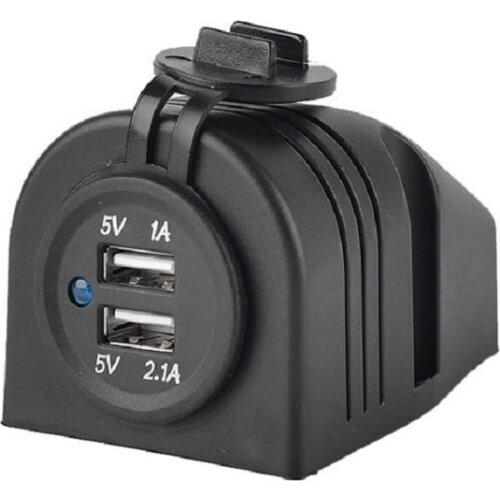 Waterproof Dual USB Charger Cigarette Lighter Adapter 12-24V 2.1A/1.0A Panel for Motorcycle Car Boat Marine Carvan
