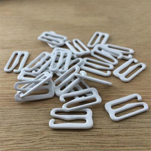 500pcs white Metal iron+plastic Bra underwear strap Adjustment buckle Slides Hooks 9 Figure Sewing Lingerie15mm Accessories