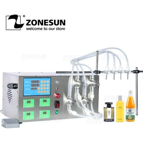 ZONESUN ZS-YTMP4S Automatic Four Heads Essential Oil Ink Cosmetic Liquid Water Bottle Magnetic Pump Filling Machine