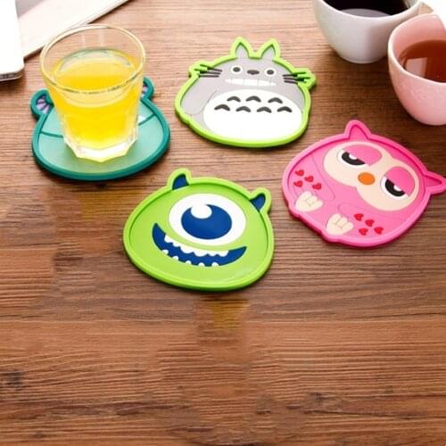 1pc Silicone Cartoon Cup Coaster Nonslip Place Mat Pads Bowl Cup Cushion Tea Cup Holder Antiskid Bar Table Mats Kitchen Doilies