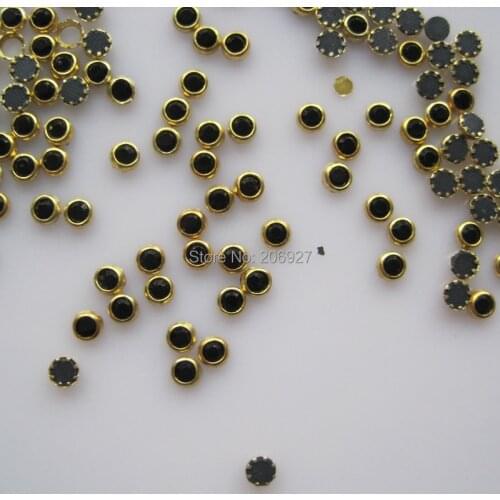 100pcs Cute OD-103 4mm Nail Art Gold Black Resin Rhinestone Nail Art Decoration