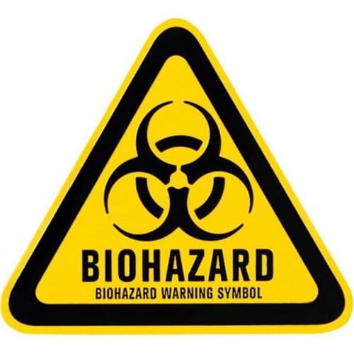 12x10.7cm Cartoon Triangle Aluminum BIOHAZARD WARNING SYMBOL Car Sticker Retro-reflective Decals C1-8124
