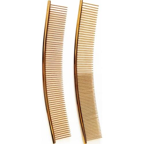 2Pcs/Lot Beauty new arrival rose gold curved pet groomer brush pet deshedding tools