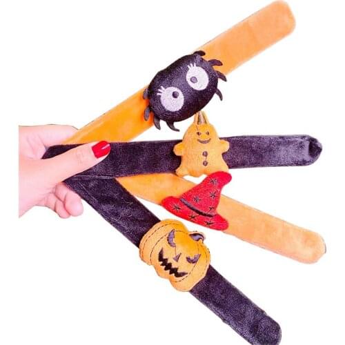 4PCS Halloween Slap Bracelet Lovely Slap Wristband Party Wristband For Halloween Pumpkin Bat Ghost Pat Ring
