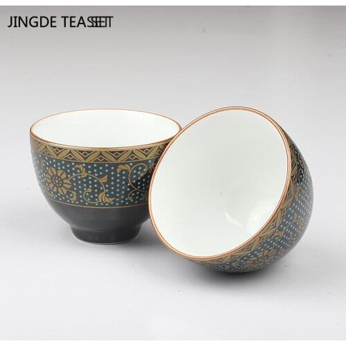 Chinese Ceramics Small Teacup Home Office tea drinking Handmade Luxury Retro Teaware Accessories Single cup Master Drinkware