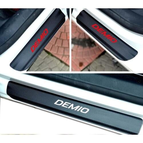 4PCS Carbon Fiber Car Door Sill Sticker Anti Scratch None Slip Door Sill Guard Lnterior Scuff For Mazda Demio Styling