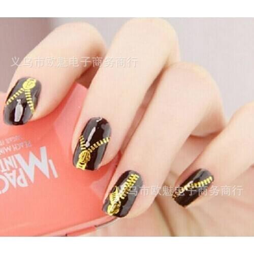 500pcs New Nail Art Peacock Feather Metallic Zipper Stickers Nails woman Water Transfers Decals