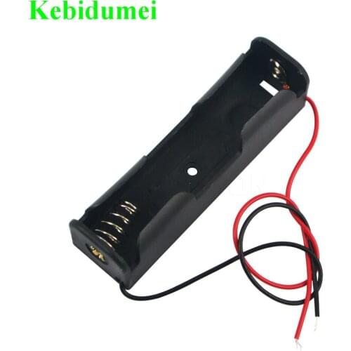 Kebidumei 18650 Battery 3.7V Clip Holder Box Case Black With Wire Lead for Soldering Connecting