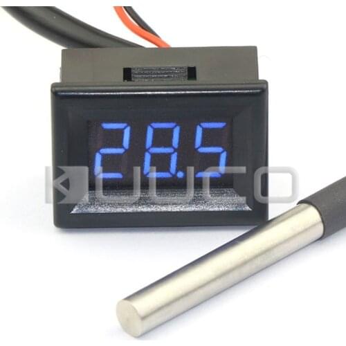 Digital Thermometer -55~125 Celsius Blue Led Digital Meter DC12V 24V Digital Tester for Outdoor/Indoor/Laboratory/Greenhouse etc