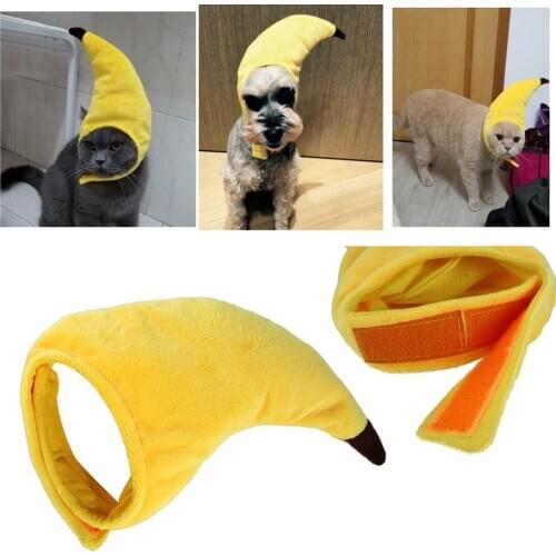 Cat Decorative Party Banana Hat Dog Pet Adjustable Headwear Puppy Cute Cotton Cosplay Holloween Cap For Small Dogs Pets Kitten